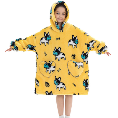 Buy Long Lined Soft Fleece Full Print Oversized Blanket Hoodie With Sleeves online manufacture