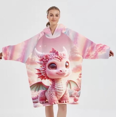 Buy Custom Position Printing Anime Large Fleece Hoodie Blanket Wearable OEM online manufacture