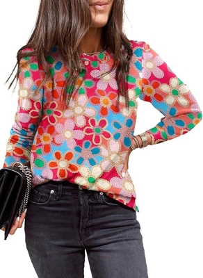 Buy Casual Polka Dots Tops Crewneck Long Sleeve Shirts Lightweight Loose Sweatshirts online manufacture