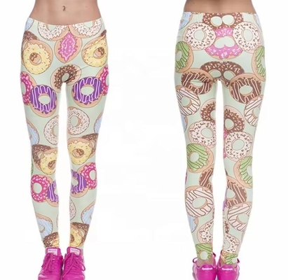Buy Sweat Wicking Donut Print Custom Yoga Leggings 92% Polyester 8% Spandex online manufacture