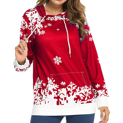Buy Snowflake Pattern Printed Oversize Hoodie Women'S Christmas Sweatshirt Customized online manufacture