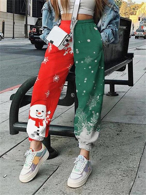 Buy Trousers For Women Autumn Winter New Women's Christmas Sublimation Printed Sweatpants Loose Casual Sports Pants online manufacture