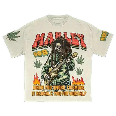 Buy Custom Skull Head Print Logo Streetwear Vintage First Class Quality 100% Cotton Plain Heavyweight Oversized T Shirt online manufacture