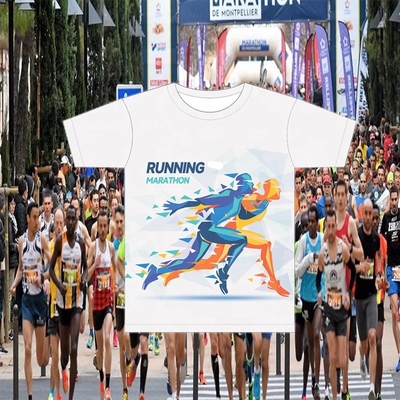 Marathon Running Sublimation Printed Sports T Shirts Crewneck Dri Fit Sublimation Shirt