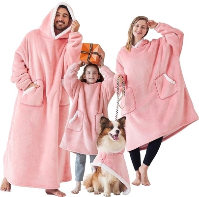 Flannel Fleece Oodie Wearable Blanket With Pockets And Sleeves