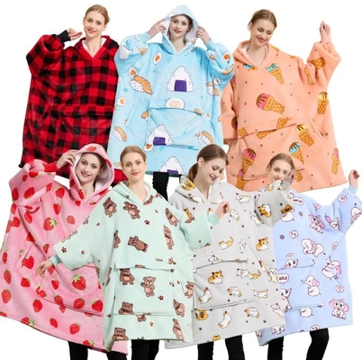 100% Polyester Fleece Oversized Hooded Blankets  Unisex Ultra Comfortable
