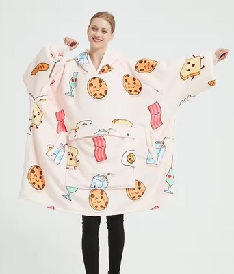 One Size Anti Pilling Oversized Hooded Blankets For Adult Kids