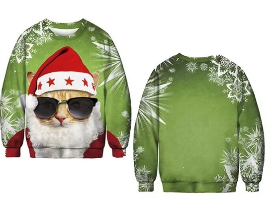 Sustainable Mens Sublimation Print Sweater 100% Polyester Fleece Round Neck Pullover