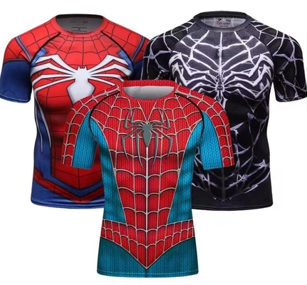 Short Sleeve Sublimation Bjj Compression Shirt MMA Wear Cosplay Superhero Clothing