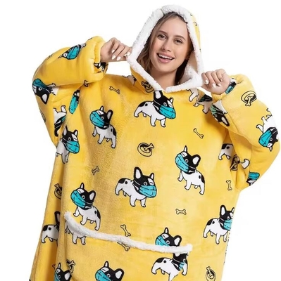 OEM Plush Warm Thick Sherpa  Oversized Hooded Blankets Folded