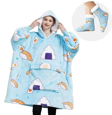 2Pcs Custom Logo Plus Size Hoodie Blanket Adults Christmas Gift