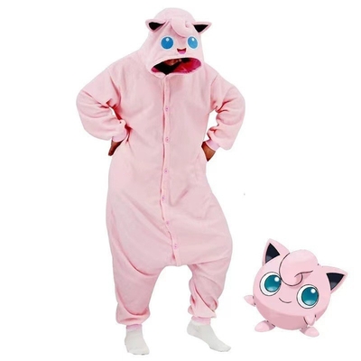 Unisex Flannel Romper Animal One Piece Pajamas With Hood And Button
