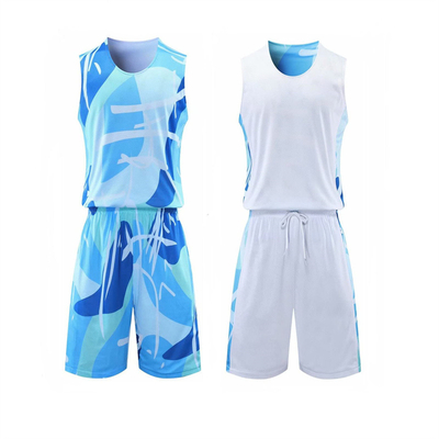 Reversible Basketball Jersey With Athletic Shorts , Practice Sports Training Uniforms For Men