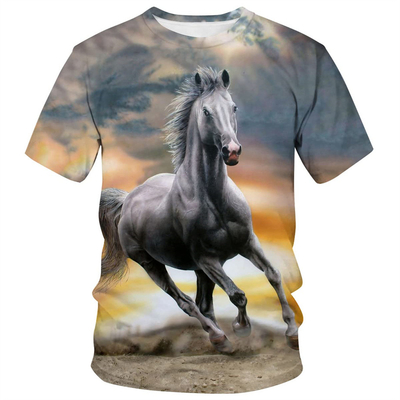 Men Women Horse 3D Printed T Shirts Animal Graphic Casual Crew Neck T-Shirts