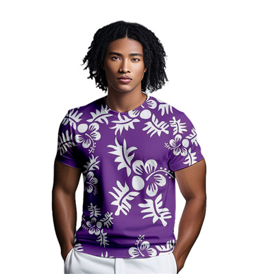 Digital Printed T-shirt Short-sleeved T-shirt Full Version Printing Activity Youth Loose Advertising Shirt 3D Top Purple