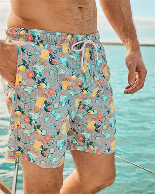 Custom Swim Trunks Men Quick Dry Floral Print Inseam Stretch Board Shorts With Compression Liner Swimming Suits