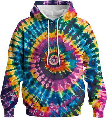 Color Rainbow Printed Hoodie Tie Dye Sweatshirt Fashion Graphic Pullover For Men Women